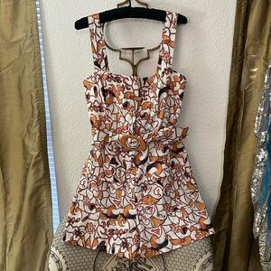House of Harlow 1960 Floral Jumpsuit - Orange and White